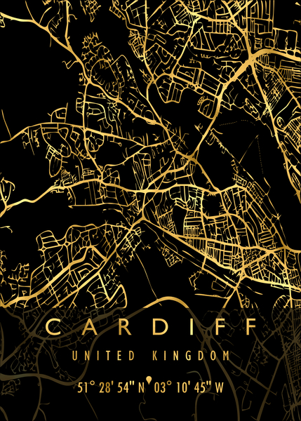 CARDIFF MAP UNITED KINGDOM by Mapolis