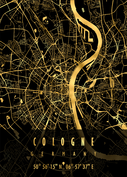COLOGNE MAP GERMANY Print