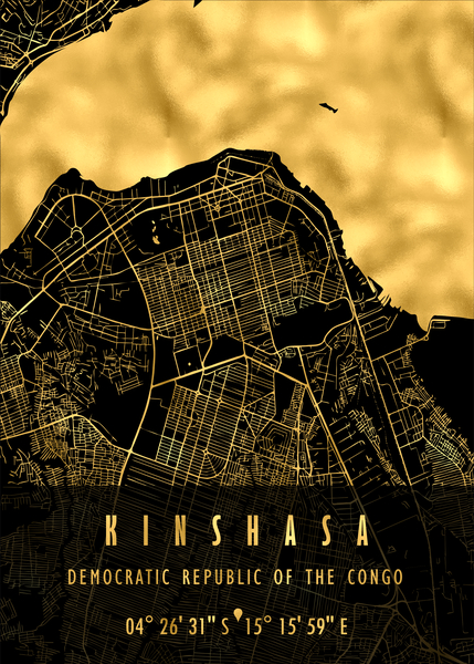 KINSHASA MAP CONGO Print