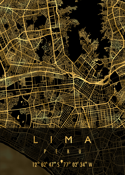 LIMA MAP PERU Print
