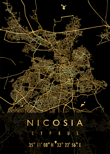 NICOSIA MAP CYPRUS Print