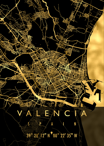 VALENCIA MAP SPAIN Print