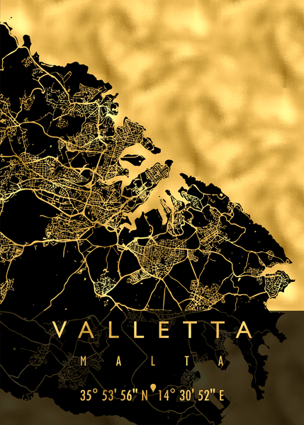 VALLETTA MAP MALTA by Mapolis