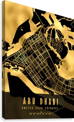 Abu Dhabi Map UAE Canvas Print
