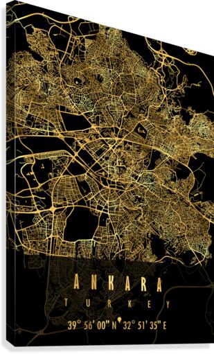 Ankara Map Turkey Canvas Print