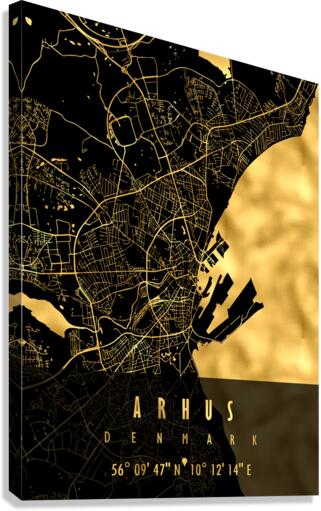 Arhus Map Denmark Canvas Print