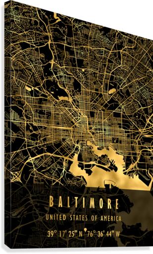 Baltimore Map USA Canvas Print