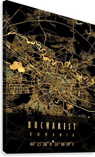 Bucharest Map Romania Canvas Print