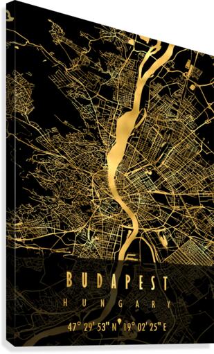 Budapest Map Hungary Canvas Print
