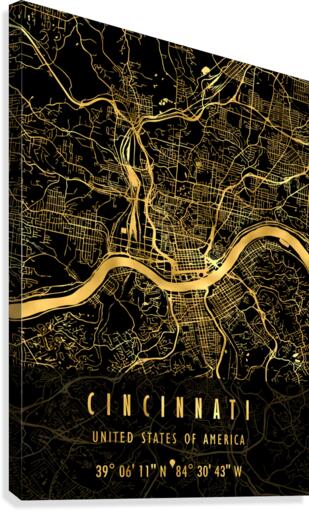 CINCINNATI MAP USA Canvas Print