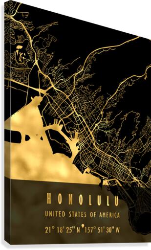 HONOLULU MAP USA Canvas Print
