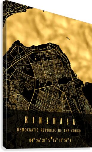 KINSHASA MAP CONGO Canvas Print