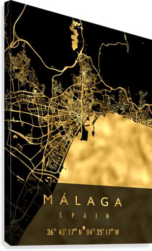 MALAGA MAP SPAIN Canvas Print