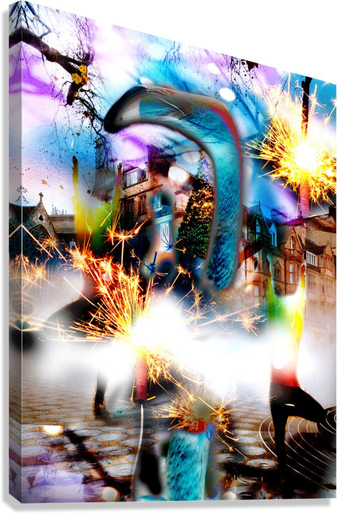 FlamingoPartyBlue2 Canvas Print