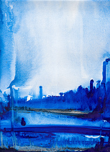 Abstract blue watercolor painting