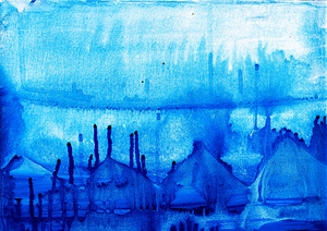 Abstract blue watercolor painting