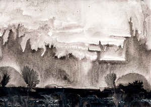 Abstract black and gray landscape