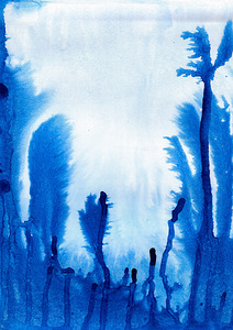 Abstract blue watercolor painting