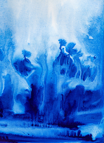 Abstract blue watercolor painting Print