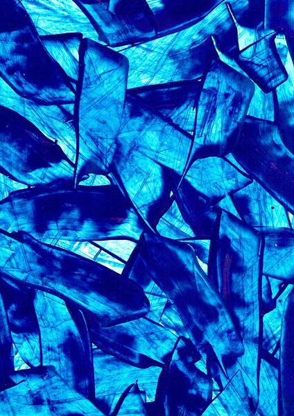 Abstract blue paint artwork by TAHDAINI