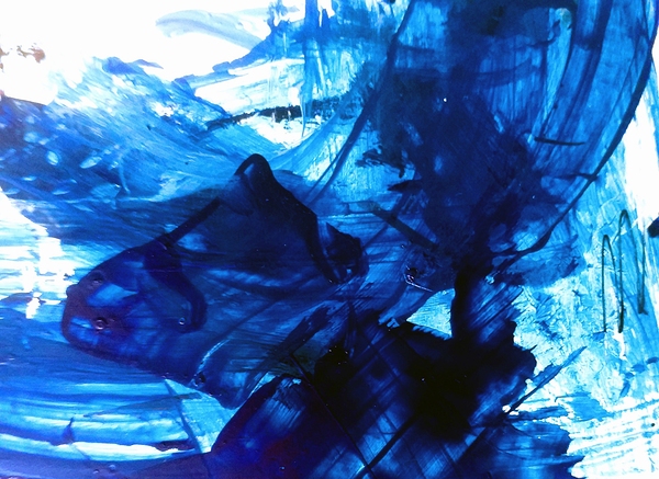 Abstract blue painting. Abstract blue paint grunge background. Print