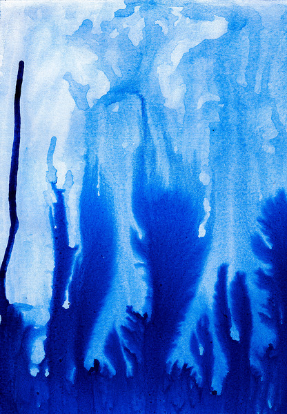 Abstract blue watercolor painting Print