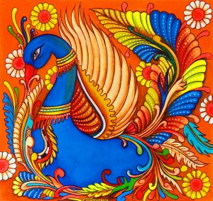 BEAUTIFUL PEACOCK MURAL PAINTING
