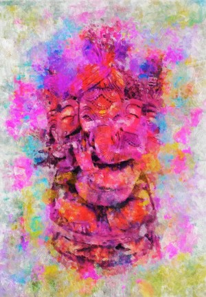 LORD GANESHA IN HOLI COLOURS PALETTE KNIFE PAINTING