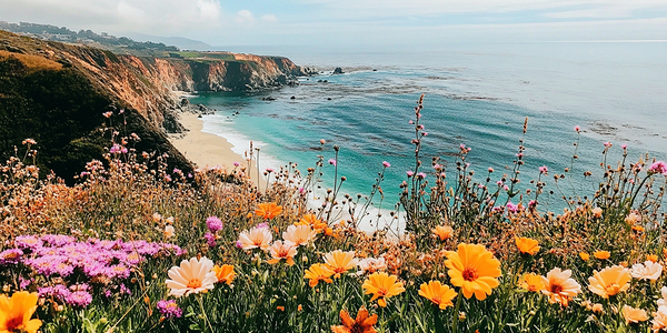 Wildflower Blooming along the Beautiful Coastline Print