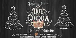 Festive Hot Cocoa Kitchen Sign – Rustic Christmas Farmhouse Wall Canvas Art