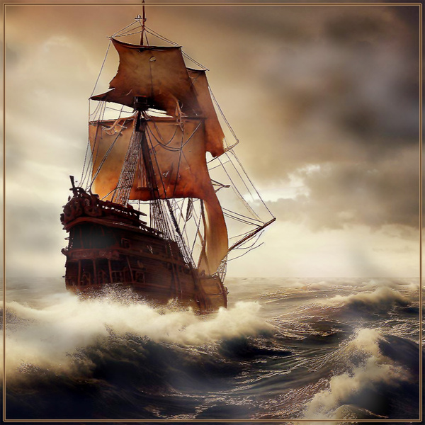 Sailboat in a stormy sea. Landscape. by Andrei Maevsky