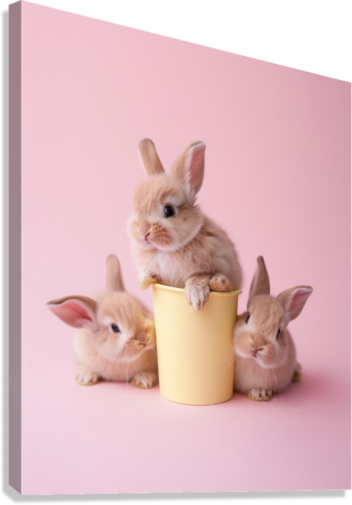 DOWNLOAD   Bunnies on yellow and pink 24x30 4 5ra Canvas Print