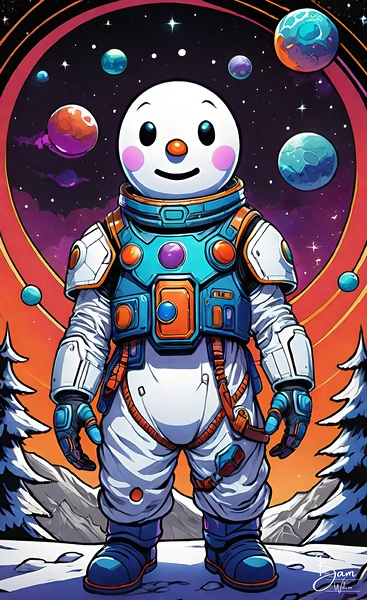 Space Snowman Print