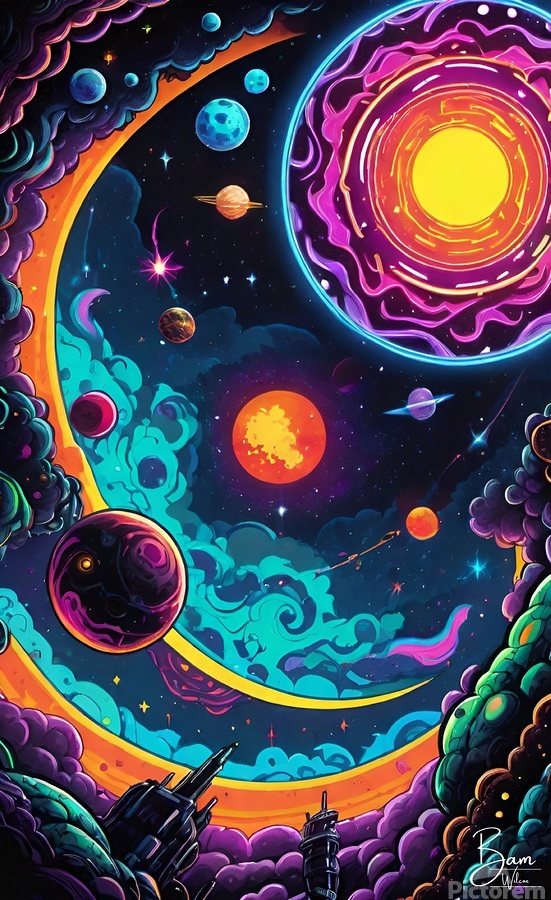 No.1318 宇宙玉レジン特大50mm【NEON GALAXY】 Neon Galaxy by Bam Wilcox Wall Art