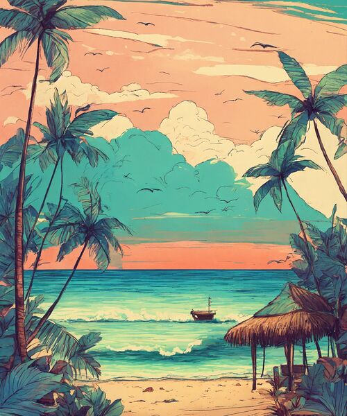 Boho Beach Aesthetic | Handcrafted Tropical Art Print