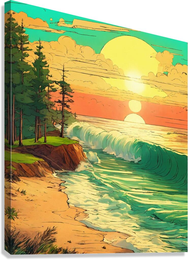 Tropical Paradise | Sketch-Style Beach Illustration Canvas Print