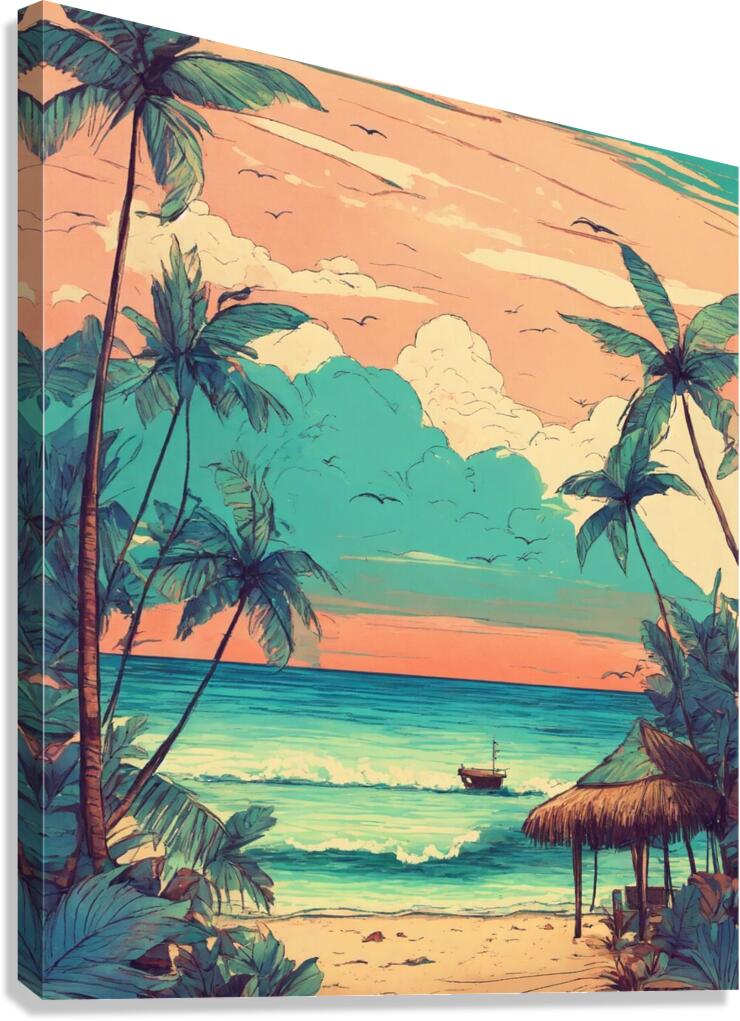 Boho Beach Aesthetic | Handcrafted Tropical Art Canvas Print