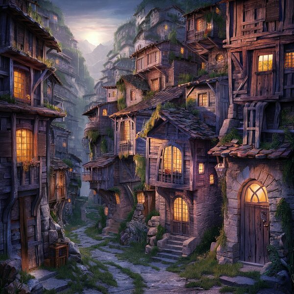Enchanted Sunrise Mountain Scene by agha