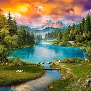 a serene and captivating nature scene featuring a