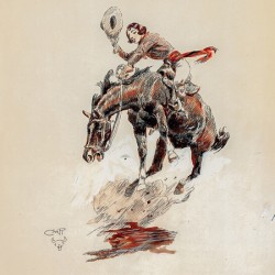 Charles Russell - Bucking Horse And Cowgirl
