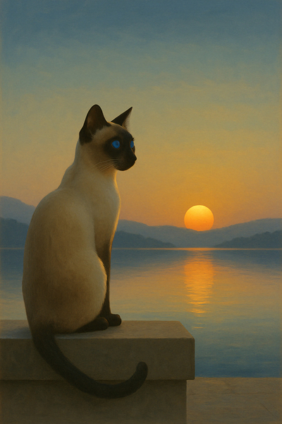 Siamese Serenity at Sunset by Artsy Inventor