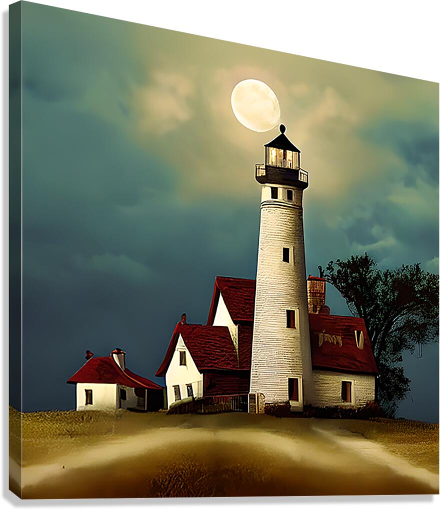 Ghosts lighthouse with night clouds on moon light 3 Canvas Print
