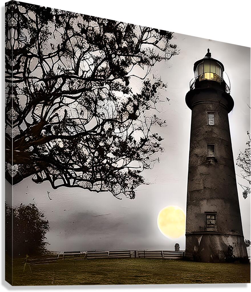 Ghosts lighthouse with night clouds on moon light 2 Canvas Print