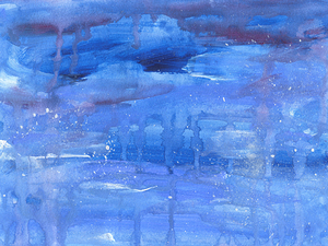 Storm over the ocean abstract acrylic painting