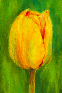 Yellow tulip triptych left acrylic painting 