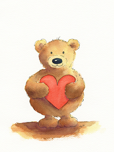 Teddy Bear Holding Red Heart