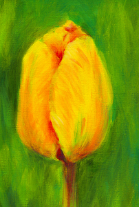 Yellow tulip triptych middle acrylic painting 