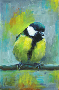 Great tit acrylic painting 