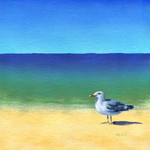 Seagull at the beach acrylic painting 