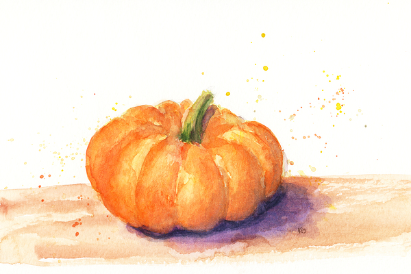 Orange pumpkin watercolor study Print